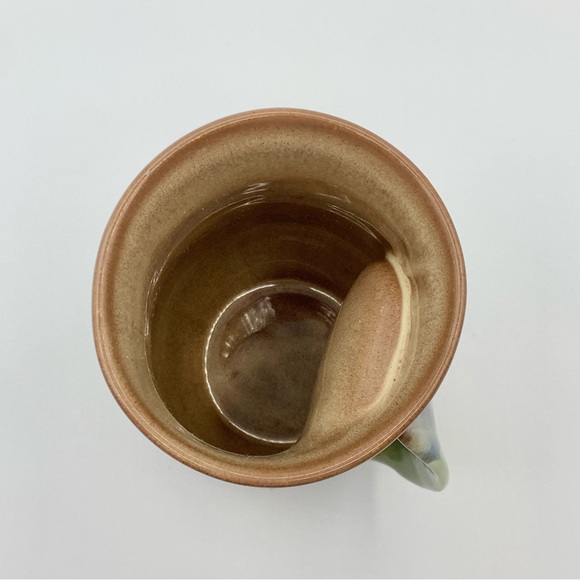 Neher Art Pottery Right Handwarmer Mug Green Blue Drip Glaze Clay In Motion 2016 - Picture 9 of 12